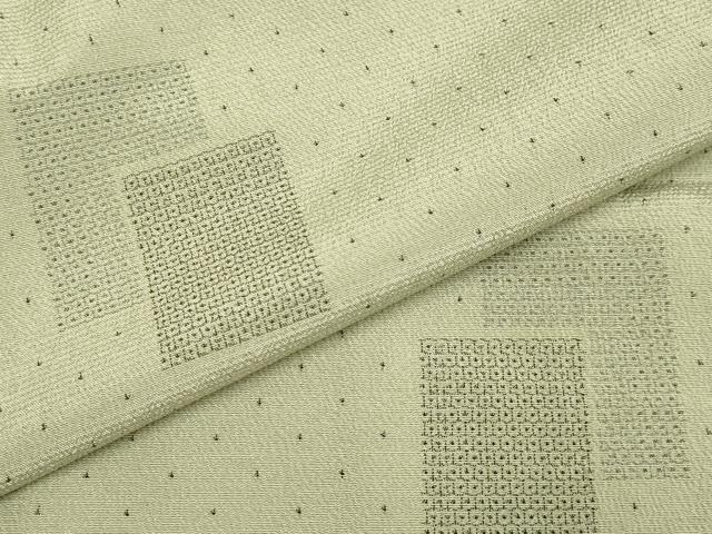 平和屋着物▽本塩沢　単衣　110亀甲　色紙重ね文　正絹　逸品　DABG3855du