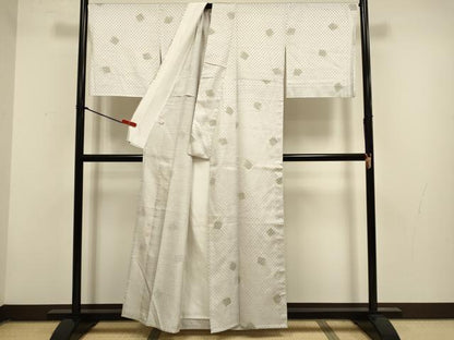 平和屋着物▽児島廣和　アトリエ 聖jin苑　小紋　単衣　幾何学文様　正絹　逸品　DABG3857du