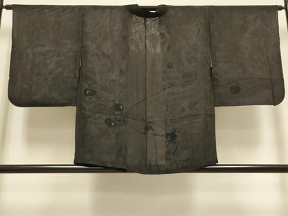 平和屋着物▽羽織　スリーシーズン　春夏秋　塵除け　無双　紗袷　紗×紗　成り物　黒地　正絹　逸品　DABG3860du