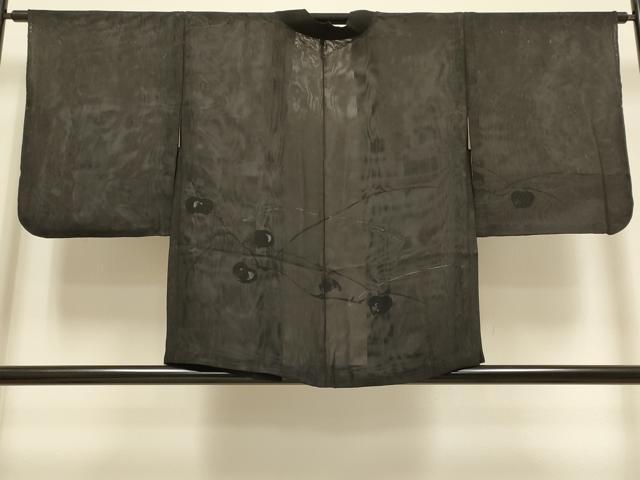 平和屋着物▽羽織　スリーシーズン　春夏秋　塵除け　無双　紗袷　紗×紗　成り物　黒地　正絹　逸品　DABG3860du