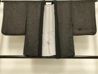 平和屋着物▽羽織　スリーシーズン　春夏秋　塵除け　無双　紗袷　紗×紗　成り物　黒地　正絹　逸品　DABG3860du