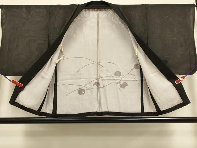 平和屋着物▽羽織　スリーシーズン　春夏秋　塵除け　無双　紗袷　紗×紗　成り物　黒地　正絹　逸品　DABG3860du