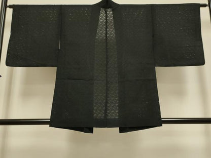 平和屋着物▽羽織　スリーシーズン　春夏秋　塵除け　抽象文様　黒地　正絹　逸品　DABG3869du