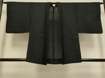 平和屋着物▽羽織　スリーシーズン　春夏秋　塵除け　抽象文様　黒地　正絹　逸品　DABG3869du
