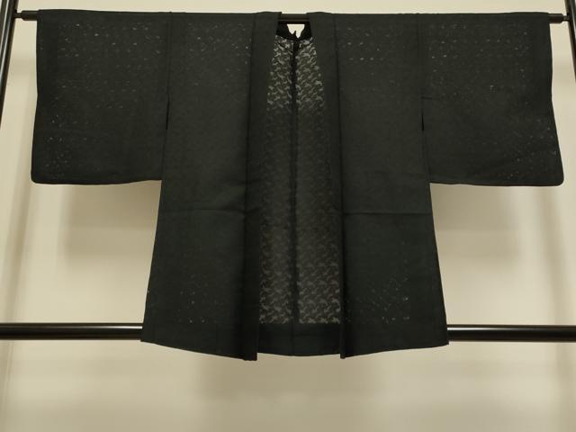 平和屋着物▽羽織　スリーシーズン　春夏秋　塵除け　抽象文様　黒地　正絹　逸品　DABG3869du