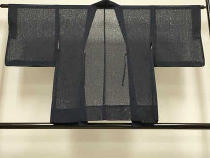 平和屋着物▽羽織　スリーシーズン　春夏秋　塵除け　唐草紋紗　濃い藍鉄色　正絹　逸品　DABG3871du