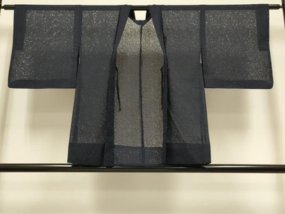 平和屋着物▽羽織　スリーシーズン　春夏秋　塵除け　唐草紋紗　濃い藍鉄色　正絹　逸品　DABG3871du