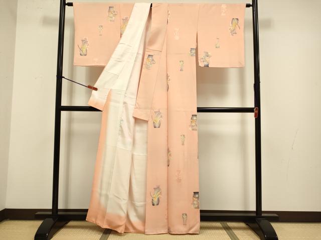 平和屋着物●上質な小紋　陶器花文　地紋起こし　正絹　逸品　DABG3878du