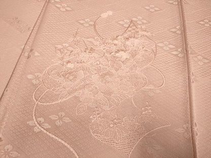 平和屋着物▼中国三大刺繍　スワトウ刺繍　汕頭刺繍　総刺繍　色留訪問着　絵巻花文　宍色　正絹　逸品　DABG3884du