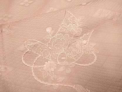平和屋着物▼中国三大刺繍　スワトウ刺繍　汕頭刺繍　総刺繍　色留訪問着　絵巻花文　宍色　正絹　逸品　DABG3884du