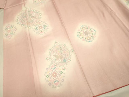 平和屋着物●中国三大刺繍　相良刺繍　総刺繍　訪問着　花鳥文　暈し染め　正絹　逸品　DABG3886du