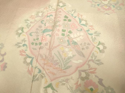 平和屋着物●中国三大刺繍　相良刺繍　総刺繍　訪問着　花鳥文　暈し染め　正絹　逸品　DABG3886du