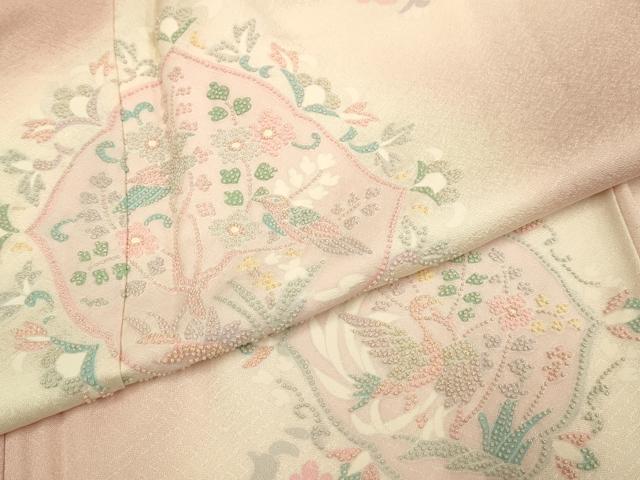 平和屋着物●中国三大刺繍　相良刺繍　総刺繍　訪問着　花鳥文　暈し染め　正絹　逸品　DABG3886du