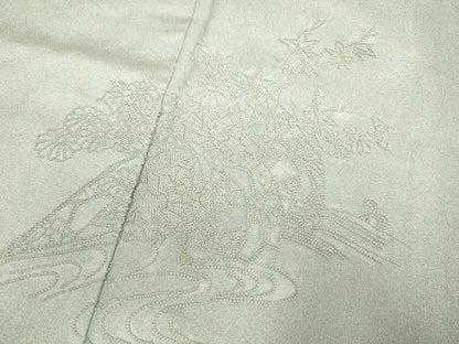 平和屋着物▼中国三大刺繍　相良刺繍　総刺繍　無地絵羽訪問着　片輪車花文　正絹　逸品　DABG3887du