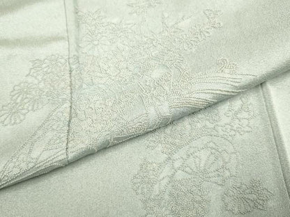 平和屋着物▼中国三大刺繍　相良刺繍　総刺繍　無地絵羽訪問着　片輪車花文　正絹　逸品　DABG3887du