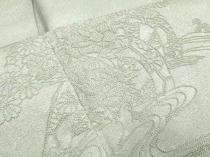 平和屋着物▼中国三大刺繍　相良刺繍　総刺繍　無地絵羽訪問着　片輪車花文　正絹　逸品　DABG3887du
