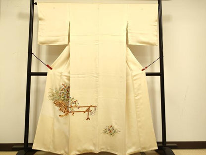 平和屋着物▼豪華色留袖　駒刺繍　総刺繍　絞り　花車文　正絹　逸品　DABG3888du
