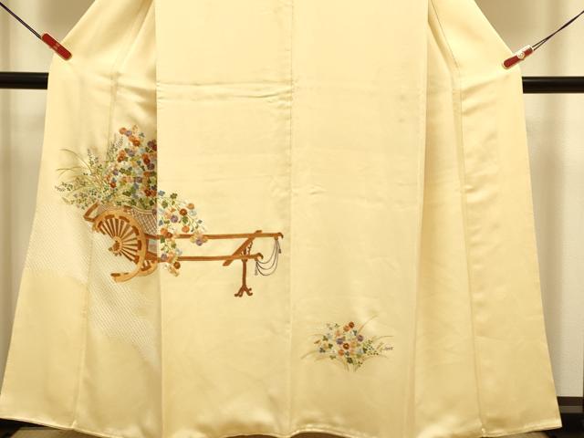 平和屋着物▼豪華色留袖　駒刺繍　総刺繍　絞り　花車文　正絹　逸品　DABG3888du
