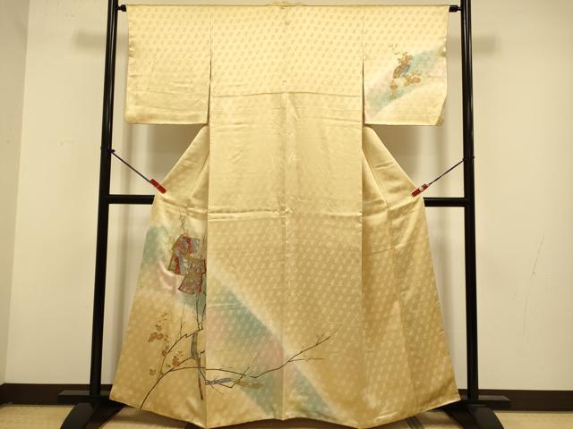平和屋着物▼訪問着　刺繍　誰が袖花文　暈し染め　金銀彩　正絹　逸品　DABG3893du