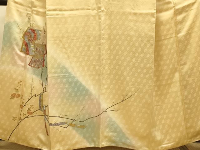 平和屋着物▼訪問着　刺繍　誰が袖花文　暈し染め　金銀彩　正絹　逸品　DABG3893du