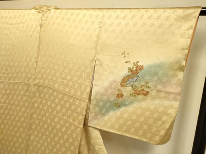 平和屋着物▼訪問着　刺繍　誰が袖花文　暈し染め　金銀彩　正絹　逸品　DABG3893du