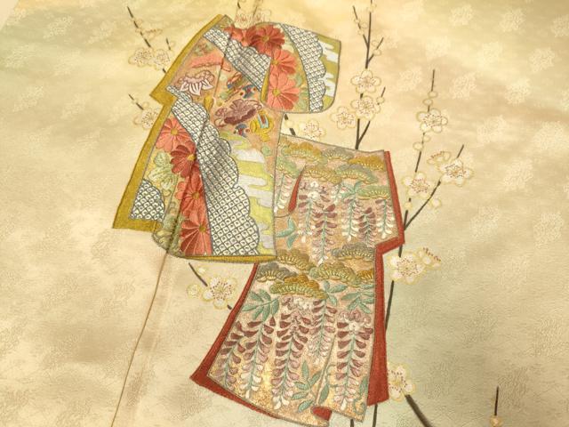 平和屋着物▼訪問着　刺繍　誰が袖花文　暈し染め　金銀彩　正絹　逸品　DABG3893du