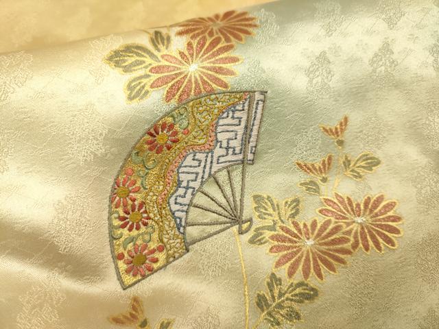 平和屋着物▼訪問着　刺繍　誰が袖花文　暈し染め　金銀彩　正絹　逸品　DABG3893du