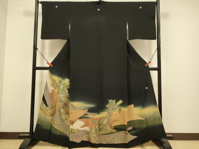 平和屋着物▼豪華黒留袖　作家物　束ね熨斗吉祥花文　暈し染め　金銀彩　正絹　逸品　DABG3899du