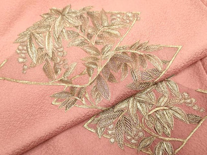 平和屋着物▼中国三大刺繍　蘇州刺繍　総刺繍　訪問着　南天菱文　暈し染め　金糸　正絹　逸品　未使用　DABG3900du