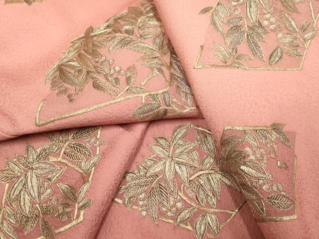 平和屋着物▼中国三大刺繍　蘇州刺繍　総刺繍　訪問着　南天菱文　暈し染め　金糸　正絹　逸品　未使用　DABG3900du
