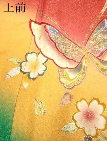 平和屋着物▼豪華振袖　舞蝶花文　暈し染め　金銀彩　銀通し地　正絹　逸品　DABG3901du