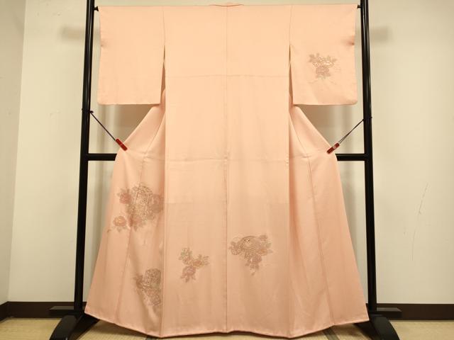平和屋着物▼中国三大刺繍　スワトウ刺繍　汕頭刺繍　相良刺繍　総刺繍　訪問着　貝桶花文　金糸　正絹　逸品　DABG3903du