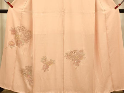 平和屋着物▼中国三大刺繍　スワトウ刺繍　汕頭刺繍　相良刺繍　総刺繍　訪問着　貝桶花文　金糸　正絹　逸品　DABG3903du