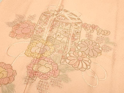 平和屋着物▼中国三大刺繍　スワトウ刺繍　汕頭刺繍　相良刺繍　総刺繍　訪問着　貝桶花文　金糸　正絹　逸品　DABG3903du