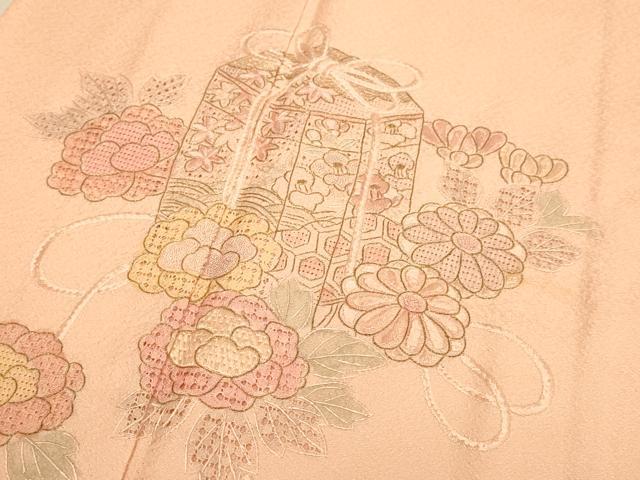 平和屋着物▼中国三大刺繍　スワトウ刺繍　汕頭刺繍　相良刺繍　総刺繍　訪問着　貝桶花文　金糸　正絹　逸品　DABG3903du