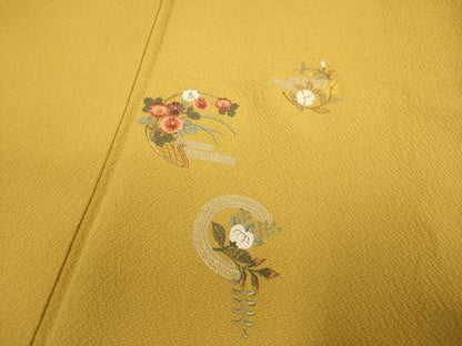 平和屋着物▼訪問着　総刺繍　花丸文　正絹　逸品　DABG3905du