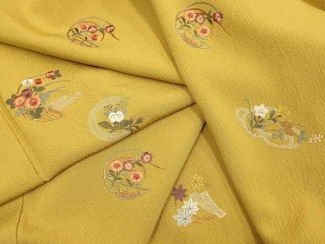 平和屋着物▼訪問着　総刺繍　花丸文　正絹　逸品　DABG3905du