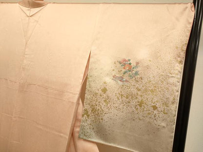 平和屋着物▼訪問着　総刺繍　女人花文　暈し染め　金彩　ロング丈　正絹　逸品　DABG3906du