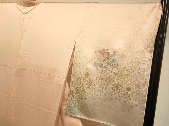 平和屋着物▼訪問着　総刺繍　女人花文　暈し染め　金彩　ロング丈　正絹　逸品　DABG3906du