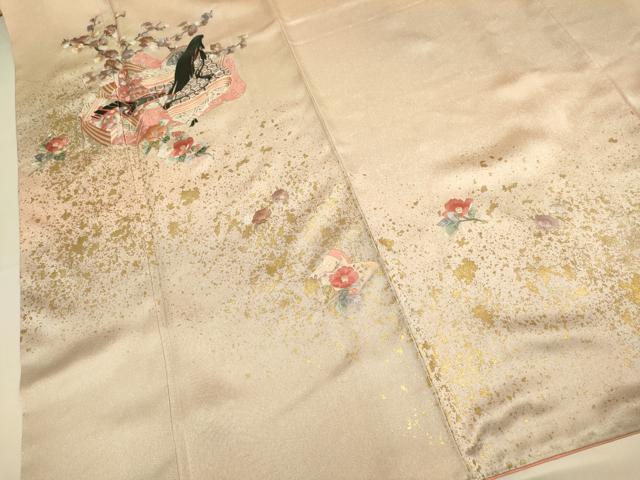 平和屋着物▼訪問着　総刺繍　女人花文　暈し染め　金彩　ロング丈　正絹　逸品　DABG3906du