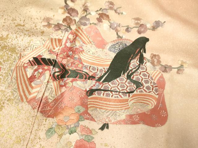平和屋着物▼訪問着　総刺繍　女人花文　暈し染め　金彩　ロング丈　正絹　逸品　DABG3906du