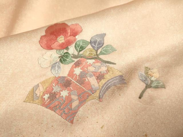 平和屋着物▼訪問着　総刺繍　女人花文　暈し染め　金彩　ロング丈　正絹　逸品　DABG3906du