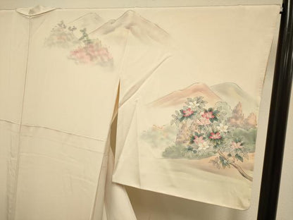 平和屋着物▼日展作家　寺島節朗　訪問着　手描き　風景文　暈し染め　正絹　逸品　DABG3912du