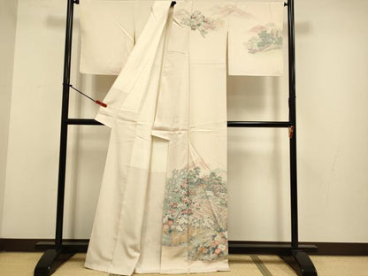 平和屋着物▼日展作家　寺島節朗　訪問着　手描き　風景文　暈し染め　正絹　逸品　DABG3912du