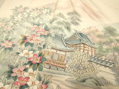 平和屋着物▼日展作家　寺島節朗　訪問着　手描き　風景文　暈し染め　正絹　逸品　DABG3912du
