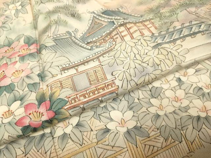 平和屋着物▼日展作家　寺島節朗　訪問着　手描き　風景文　暈し染め　正絹　逸品　DABG3912du