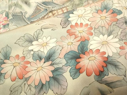 平和屋着物▼日展作家　寺島節朗　訪問着　手描き　風景文　暈し染め　正絹　逸品　DABG3912du