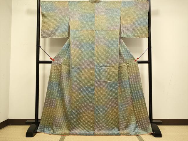 平和屋着物▼上質な小紋　総絞り　霞文　正絹　逸品　DABG3914du