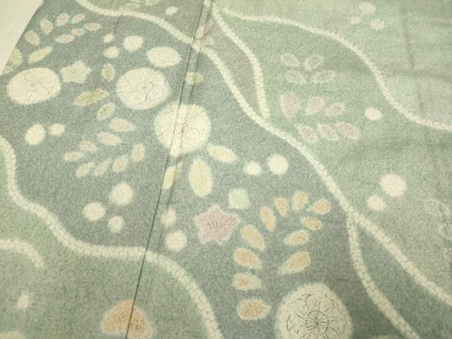 平和屋着物▽石川県指定無形文化財　牛首紬　白山工房　手織り　訪問着　単衣　絞り　辻が花　正絹　逸品　DABG3925du