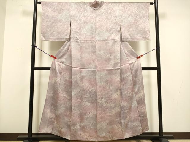 平和屋着物▽上質な小紋　単衣　草葉文　暈し染め　正絹　逸品　DABG3934du